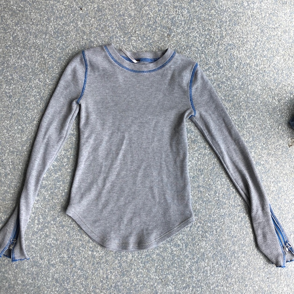 Free People Thermal Zip Sleeve Contrast Stitching